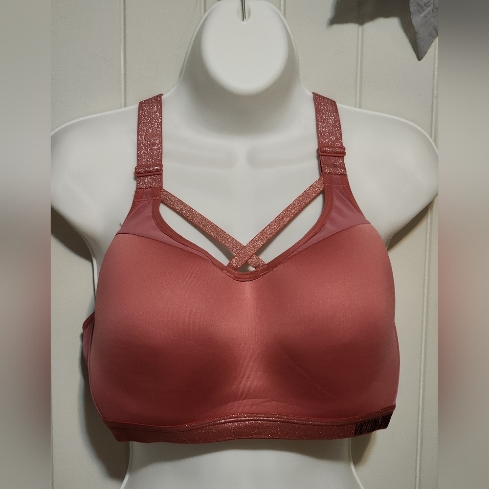 Pink Seamless Molded Cup Bra with Strappy Detail
